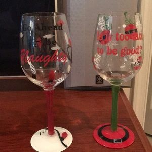Hand painted Christmas wine glasses